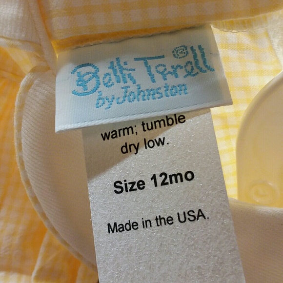 Vintage Betti Terell by Johnston Yellow Checked Multi Color Flower Dress 12mon. - Picture 5 of 7